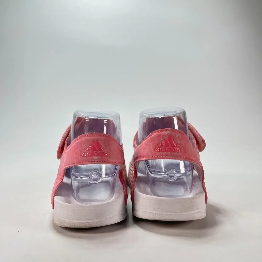 adidas Adilette Pink Fusion White Strappy Adjustable Straps Sandals Youth Size 4